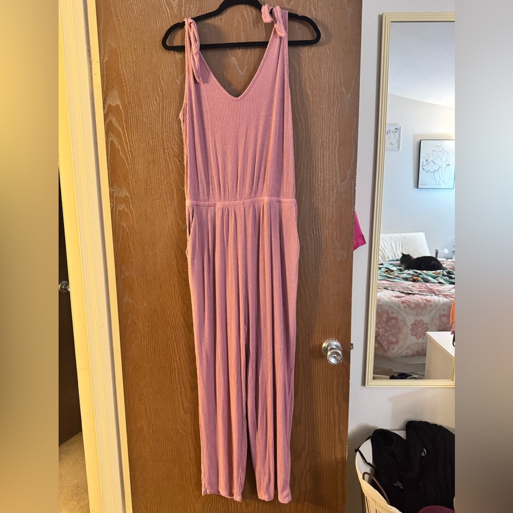 Large Lulus Pink Jumpsuit with Adjustable Tie Straps